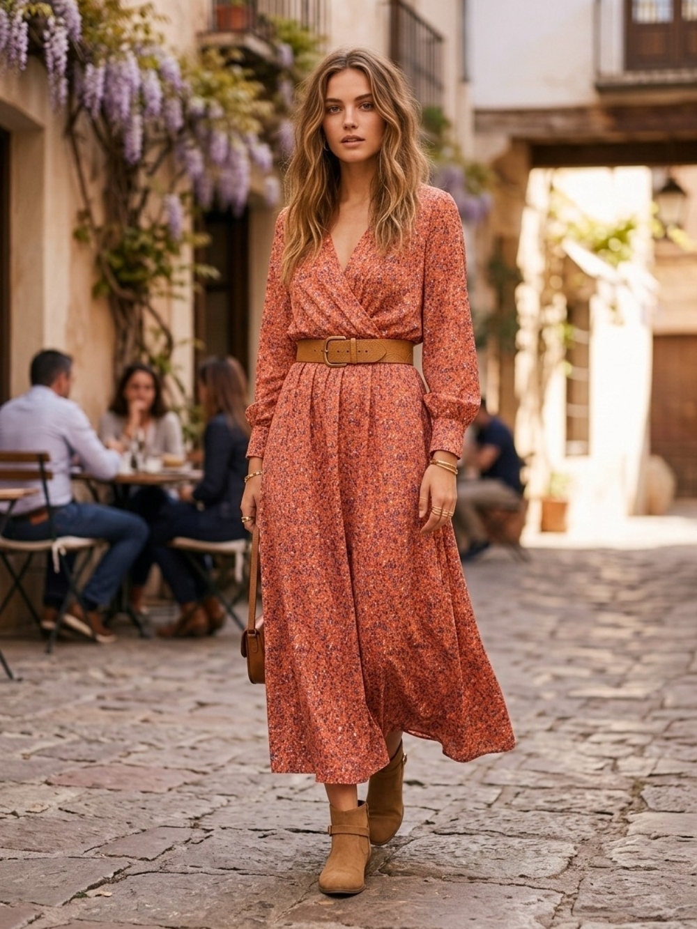 ASOS Cottagecore Ditsy Floral Faux Wrap Maxi Dress Prairie Boho